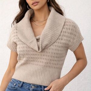 Vintage Heart n Crush Womens Y2K Cowl Neck Short Sleeve Sweater Top Size S